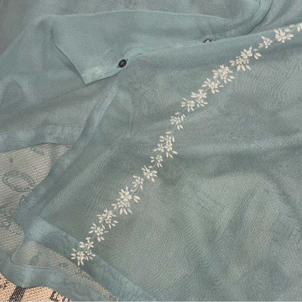 Norton Mcnaughton NWT! Eclipse See Throug Long Sleeve Button Down Blouse Size L - Picture 6 of 14
